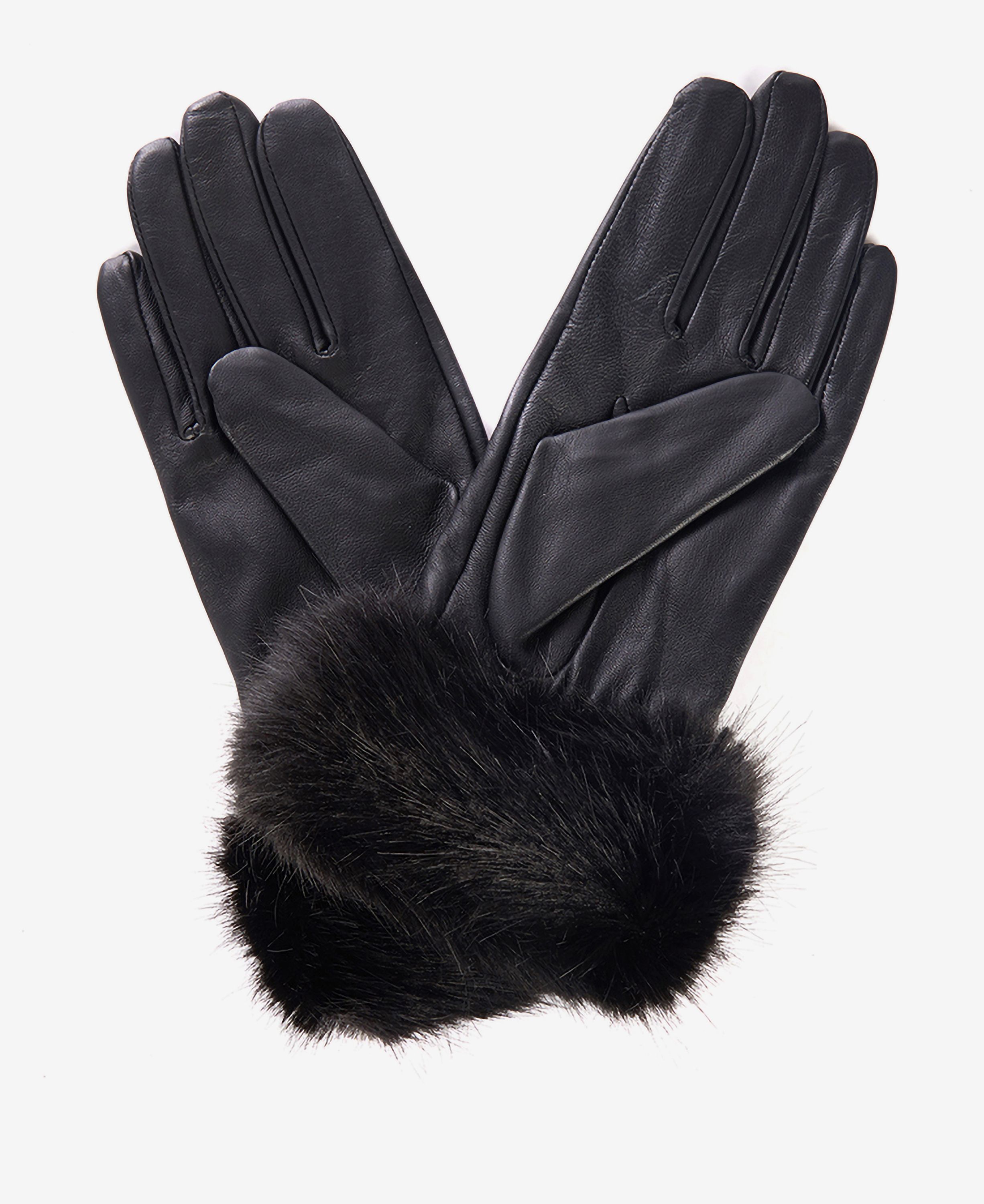 Barbour Faux Fur Trimmed Leather Gloves