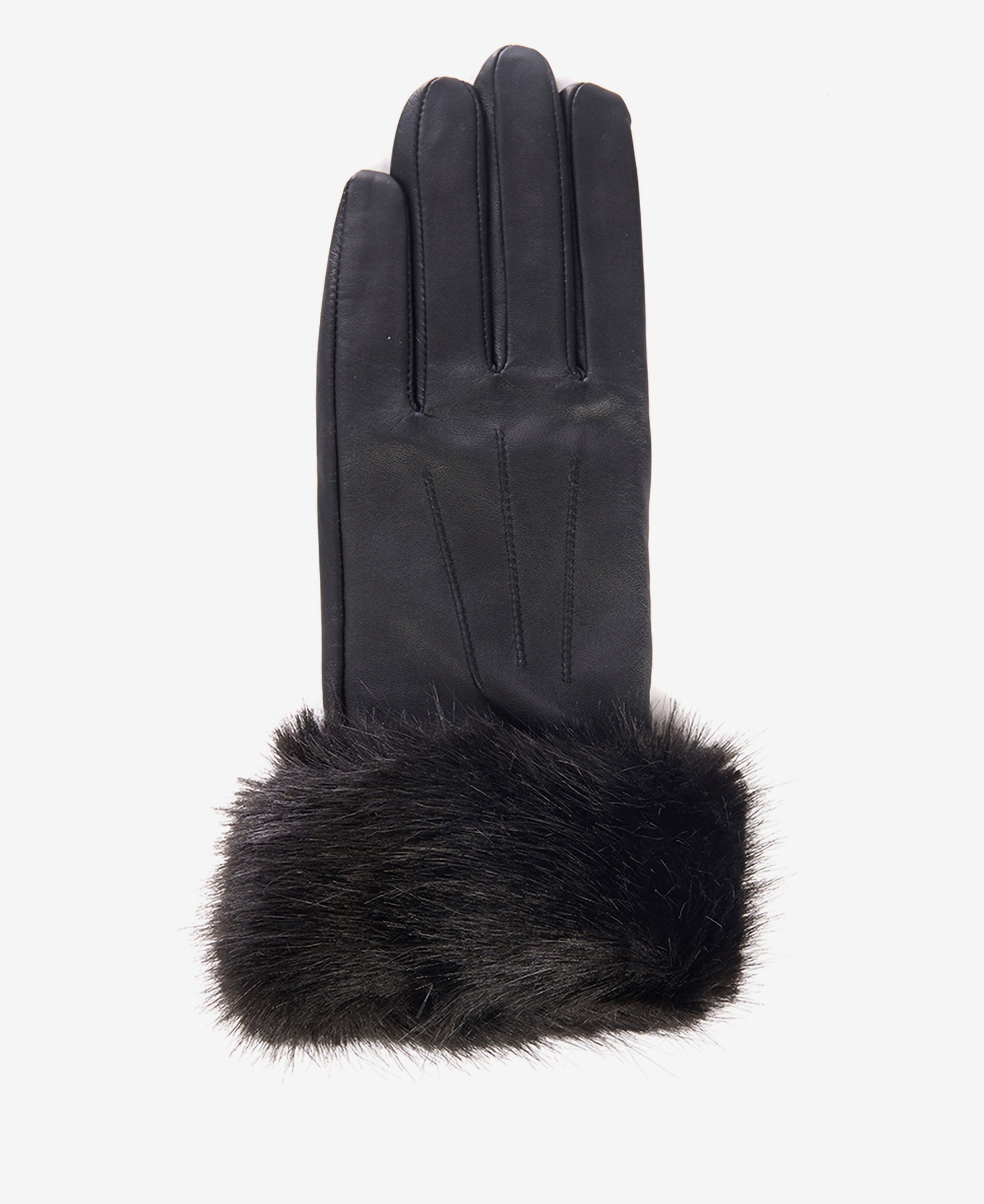 Barbour Faux Fur Trimmed Leather Gloves